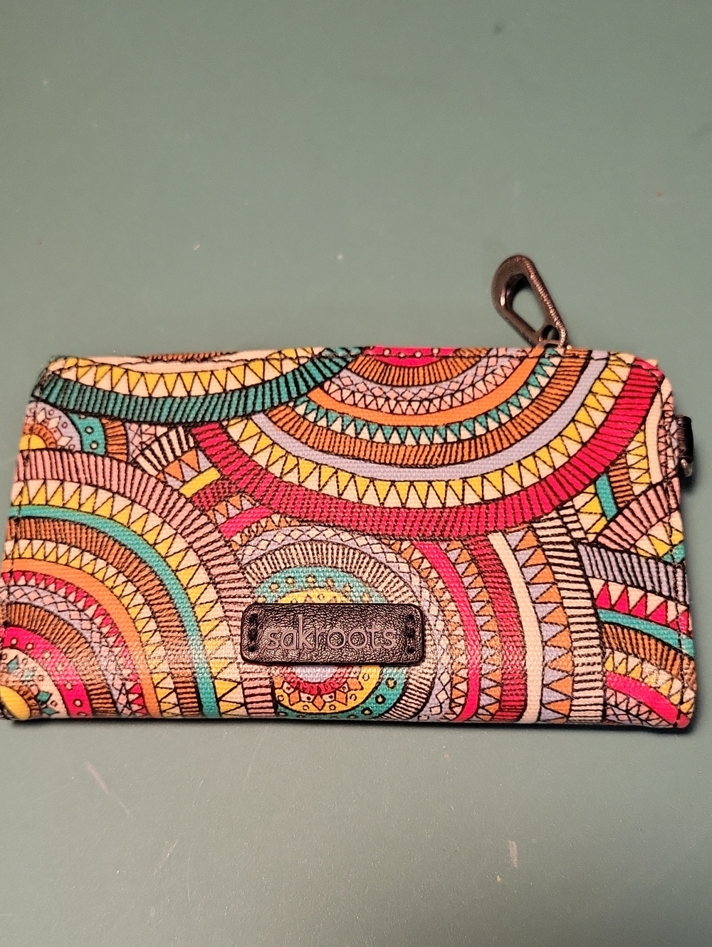 Sakroots Colorful Circular Print Zip Wristlet Wallet